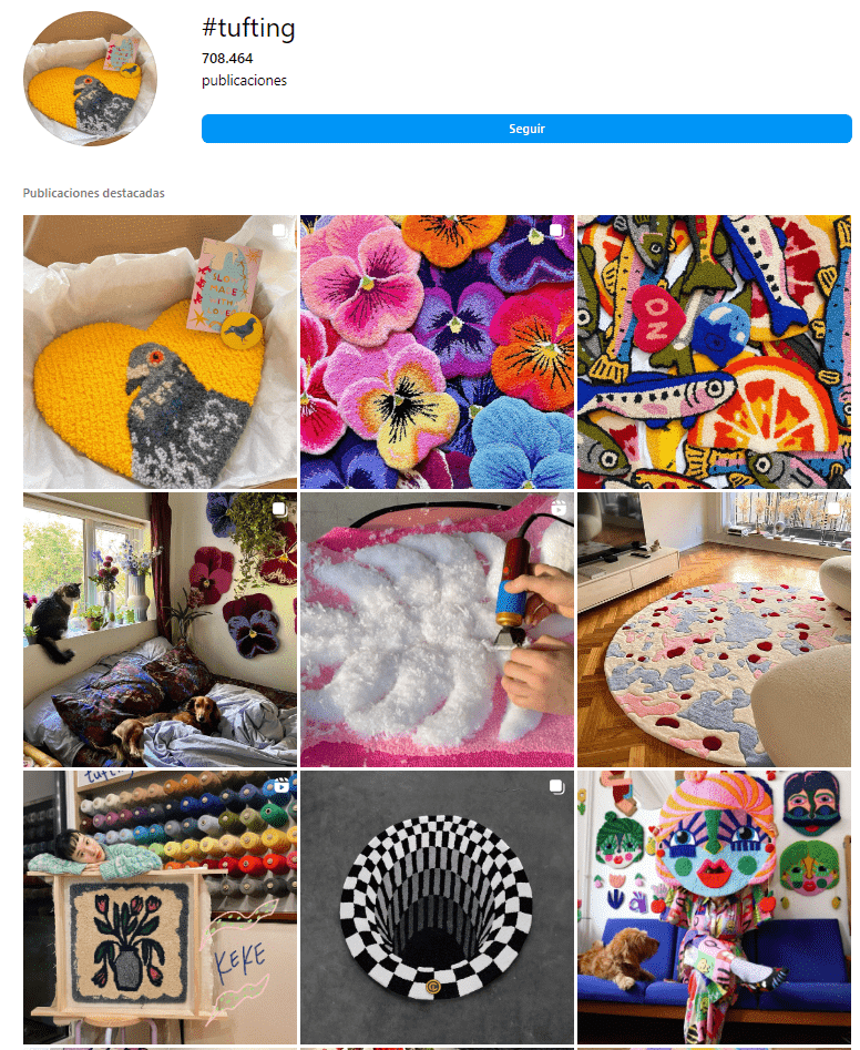 Tufting en Instagram
