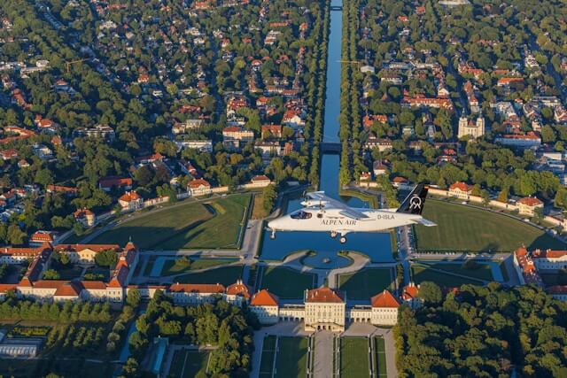 Vista aérea del palacio de Nymphenburg en Múnich